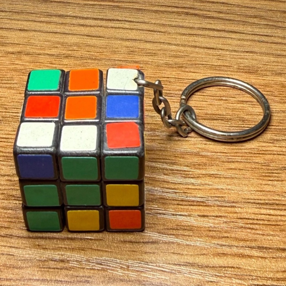 Rubik's Cube Mini 3x3 Keychain Vintage Puzzle 1" Metal Key Ring